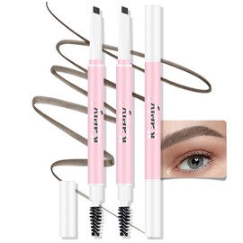 AMY'S DIARY 3pcs Eyebrow Pencil Retractable Definer, Black brown, Dual-Sided Brow Brush, Fine Tip, Shapes, Defines, Fills Brow Makeup Flapiz Para Cejasills (Black brown)