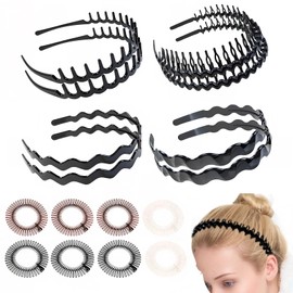 16 pcs Zig Zag Headband, Wave Shark Tooth Headband, Non Slip Hairband for Men and Women