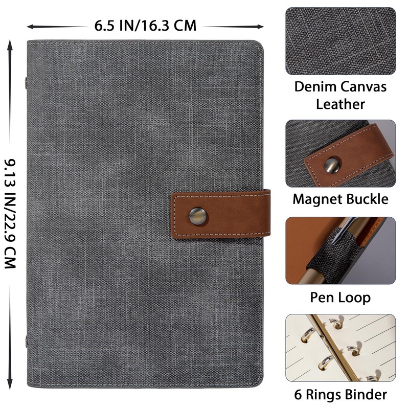 Leather Spiral Bound Notebook, Refillable Writing Journal for Men and