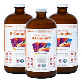LIQUIDHEALTH Mega Energy Methylated B-Complex, Adult Liquid Vitamin Supplement - Increase Energy, Relieve Stress & Fatigue, Immune Support, Heart & Gut Health - Made in USA, Vegan, Sugar-Free (3 Pack)