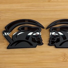 UsaStandard Red Eye Reaper Car Truck Emblem Badge Matte Black on Black Custom Set of 2