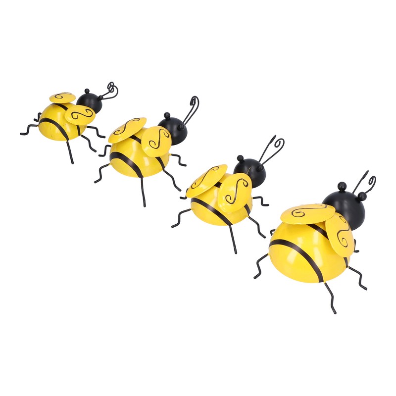 4Pcs/Set Wrought Iron Bee Decoration Wall Hanging 3 Dimensional Bee