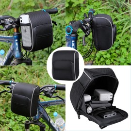 Boxonly Cycling Handlebar Bag, Waterproof Black Bike Frame Bag, Large Capacity Bike Handlebar Bag with Easy Attachment, Compact Front Storage Bag for MTB and Road Bikes, 7" x 6" / 19 x 14 cm