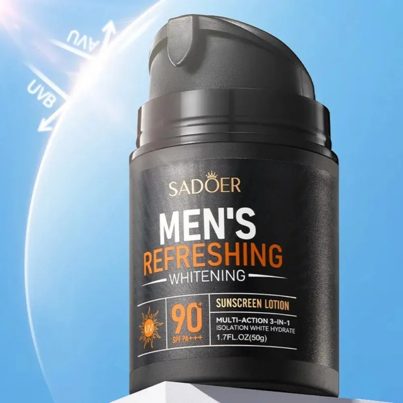 Protector Solar Para Hombre, Aclarante, No Graso, Spf 90
