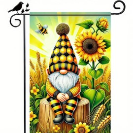 BlissYard Spring Garden Flag Sunflower Theme Yard Flag 12x18 Inch Double Sided Seasonal Outdoor Small Decor Welcome Spring Garden Flag Gnome and Bee Design Decoration