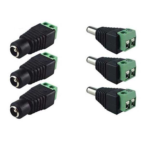 EFISH 5.5mm x 2.1mm DC Power Connector Male Female Screw