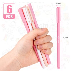 OFFCUP Rollerball Pens, 6pcs Liquid Ink Rollerball Pen, Ballpoint Pens Gel Pens Quick-Drying Ballpoint Pens Gel Ink Pens for Students Adults Stationery School Office Supplies (Pink)
