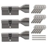 3x Knob Cylinder KSN 60 mm 30/30 Keyed Alike Including