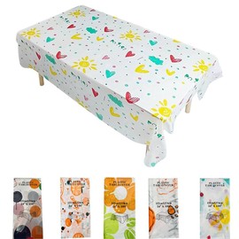5 Pack Disposable Plastic Tablecloths,Premium Rectangle Table Cover for Yard BBQ,Parties,Wedding,Anniversary and More 137cm x 274cm (Colorful)