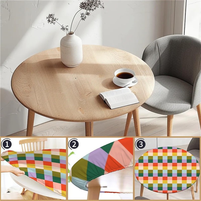 Outdoor Round Tablecloth with Elastic Band, Diameter 90 cm, Elastic