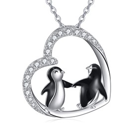 URONE Penguin Necklace Sterling Silver Penguin Animal Pendant Penguin Jewellery Gifts for Women Mother Girlfriend Girls