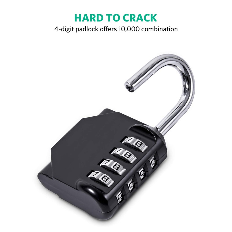 BeskooHome Code Padlock, 4 Digit Outdoor Waterproof Resettable Combination Padlock