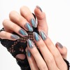 Cat Eye Press on Nails Short, Grey Handmade Almond False