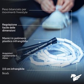 Elite Jumps Corda per Saltare a Perline per Adulti – Corda Segmentata da 25 mm con Impugnature Resistenti – Regolabile, Durevole e Anti-Groviglio per Cardio, Coordinazione e Tecnica