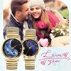 JewelryWe Pair of Watches Analogue Quartz Partner Friendship Wristwatch Elastic