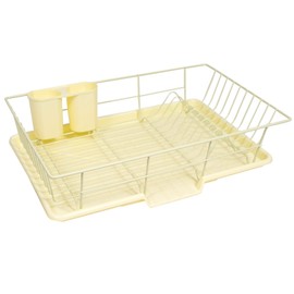 Sweet Home Collection 3 Piece Dish Drainer Rack Set with Drying Board and Utensil Holder, 12" x 19" x 5", Yellow (Pack of 12)