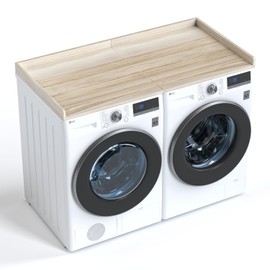 Rosedate Washer Dryer Countertop, Foldable Laundry Countertop with Edge Rails - 27.5" x 54" Melamine Finish for Laundry Room Organization (Oak)