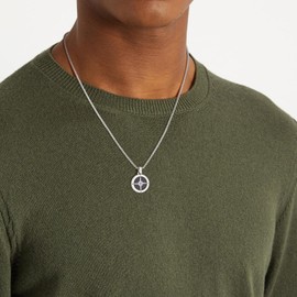 GAVU Men's Compass Necklace, Stainless Steel Pendant Necklace for Men 22"