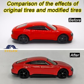 8 Set 1/64 Wheels, 1 64 Wheels and Tires Set with Rubber Tires and Simulation Hub Suitable for Modifications and Upgrades 1/64 Diecast Cars Model(Diameter 0.44inch/11.2mm) (Black)