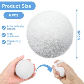 Matwsec 6 Pack Hot Tub Scum Absorber Ball, 3 Inch Scum Balls for Spas Hot Tub, Reusable Pool Filter Balls, White Washable Pool Sponge Oil Scum Absorber, Hot Tub Accessories