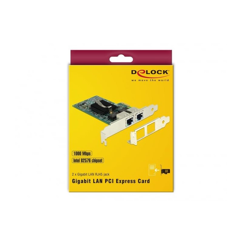 DeLock i82576 PCIe x1 Gigabit LAN 2x RJ45 + Low