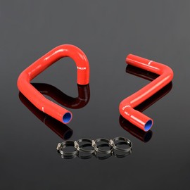 PIT66 Silicone Radiator Hose Kit,Compatible with 1991-1996 Chevy Corvette V8 LT1 5.7L Red with Clamps