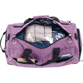 Kuston Sports Gym Bag with Shoes Compartment &Wet Pocket Gym Duffel Bag Overnight Bag for Men and Women-Purple