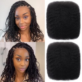 Haftaluv Afro Kinkys Bulk Human Hair 14 Inch 100g Nature Black Afro Kinky Curly Human Hair Bulk for Dreadlock Extensions, Micro Locs, Braiding Twists, Braids and Repair Locs(14 Inch, 1b#)