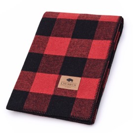 Chubbuck 100% Wool Blanket Camping (60" x 84") - Large Warm Blanket for Camping, Emergency, Outdoor Concerts and Home Use - Fire Retardant, Soft and Warm Blankets for Winter (Buffalo)
