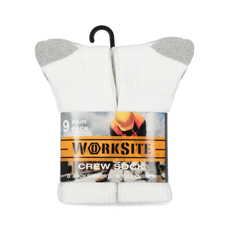 Worksite Men’s Cotton Moisture Control and Cushioned Crew Socks Comfort