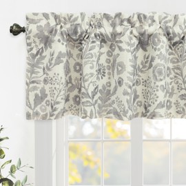 DriftAway Julia Lined Valance Double Layer Thermal Insulated Room Darkening Blackout Valances 3 Inch Rod Pocket Window Valance for Bathroom Living Room 52 Inch by 18 Inch Linen Gray