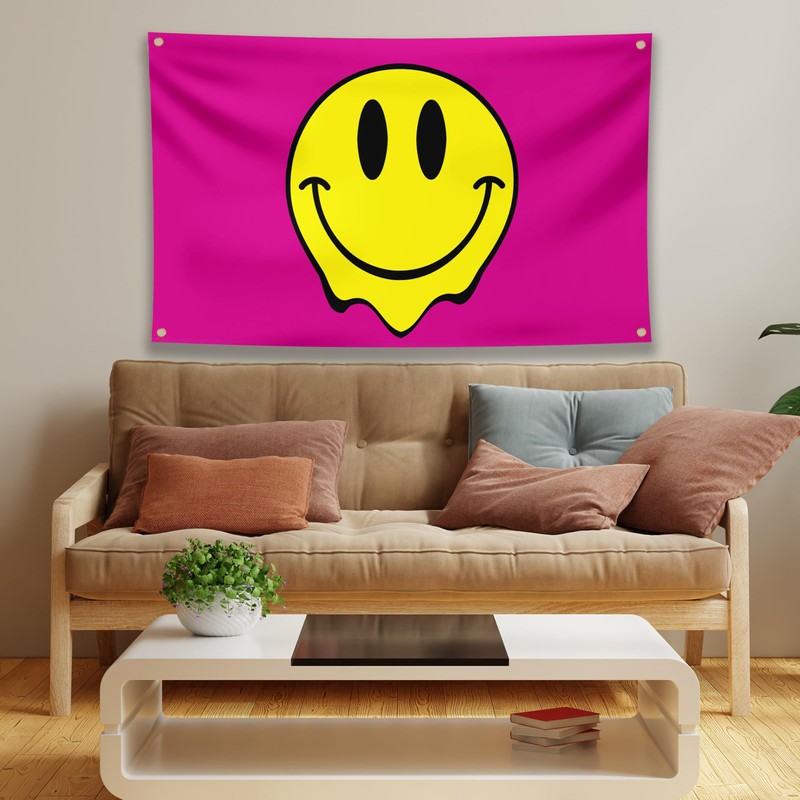 Pink Smiley Face Flag – Funny Flag – Smiley Face