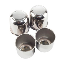 Rheedal 4Pcs 3.27inch Stainless Trailer Wheel Center Caps Push Through 3.27" Bore 3.41" Tall Top Removable Hub Cap for Truck SUV RV Wheel Rim, Chrome Wheel Cover