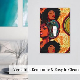 Buyidec African American Woman Art 1 Gang Single Toggle Outlet Light Switch Wall Plate Cover Decorative Electrical Face Receptacle Cover Plate with Screws