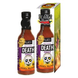 Blair's Before Death Sauce with Habanero & Skull Chain 5 Ounce - Mild Heat, Perfect Table Sauce for Every Meal
