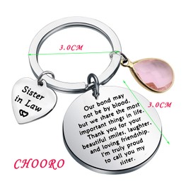 CHOORO Bonus Sister Gift Sister in Law Gift Unbiological Sisters Keychain Our Bond May Not Be By Blood But We Share the Most Important Things in Life Keychain