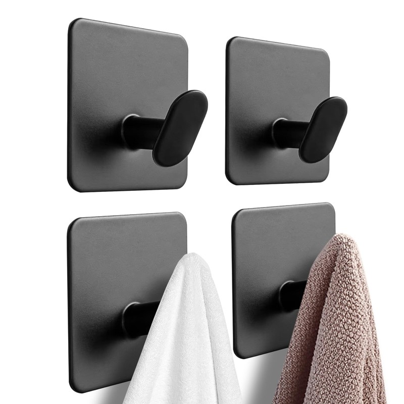 Axwnh 4 Pcs Adhesive Hooks - Towel/Coat Hooks Wall Hook