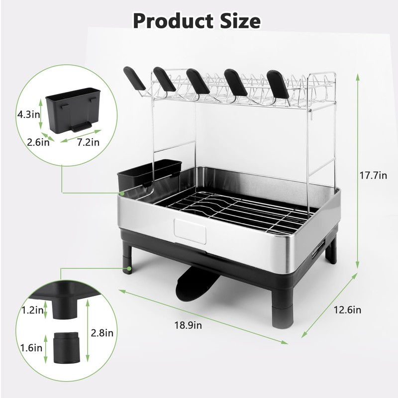 Gugxiom 2 Tier Dish Drying Rack, 304 Stainless Steel Dish