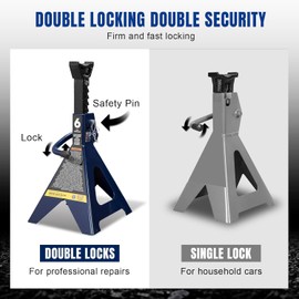 Big RED Jack Stands 6 Ton with Double Locking, 14.2-23.8 inch Adjustable Height for Lifting Cars, SUV, Van, 12000 lb Capacity, 1 Pair