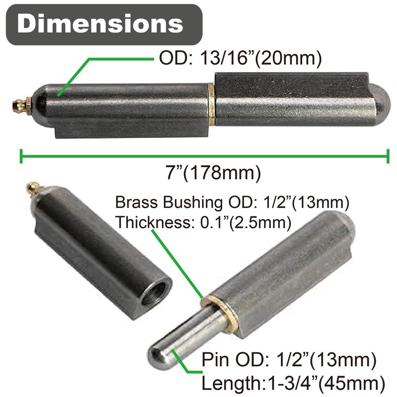 Gudwells 7"(L)?x?13/16"(OD) Weld On Steel Lift Off Bullet Hinge with