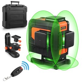 Tacklife 3 x 360 Degree Laser Level Self-Leveling Green Cross Line Laser Tool with Remote