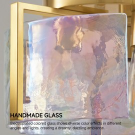 Gold Flush Mount Ceiling Light Fixture,17.7'' glass semi ceiling light fixtures,mid century drum kitchen Entryway Foyer lighting,modern lights for Living,Dining room Hallway bathroom bedroom laundry