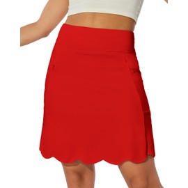 M MOTEEPI Red Skort for Women Dressy Casual Knee Length Women's Golf Athletic Tennis Skirt Skorts with Zipper Pockets XL