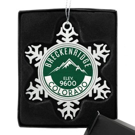 Pewter Finish Christmas Ornament Breckenridge Colorado Skiing Mountains Ski 3"
