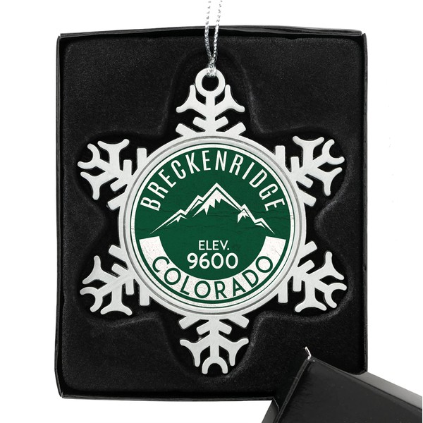 Pewter Finish Christmas Ornament Breckenridge Colorado Skiing Mountains Ski 3"