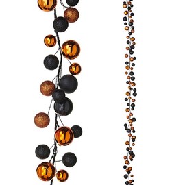 RAZ Imports Ball Garlands 2022 6' Orange and Black Ball Garland