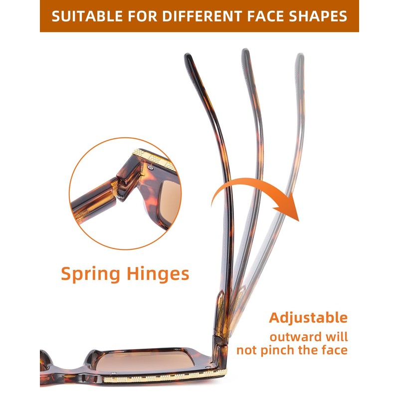 JM Fully Magnified Reading Sunglasses Women with Spring Hinge, Fashion