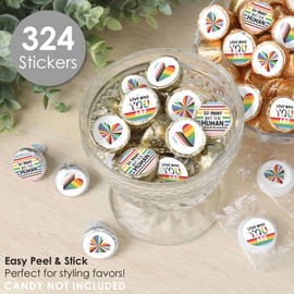 Big Dot of Happiness So Many Ways to Be Human - Pride Party Small Round Candy Stickers - Party Favor Labels - 324 Count