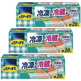 Lion Reed Fresh Storage Bags for Freezing and Refrigerating Medium (20 Sheets x 3 Sets) [Bulk Purchase]