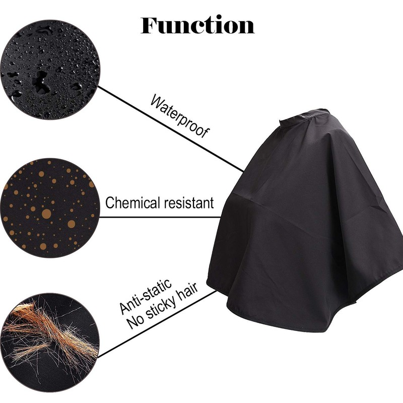 ​Black Makeup Cape Short Barber Cape, Waterproof Nylon Salon Hair